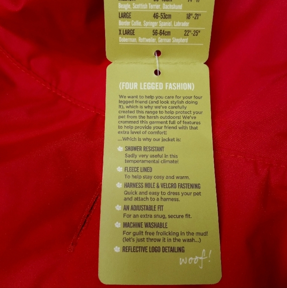 NWT 🐕‍🦺 L Fleece Lined, Water Resistant, Red Dog Coat | Size LARGE - Picture 6 of 8